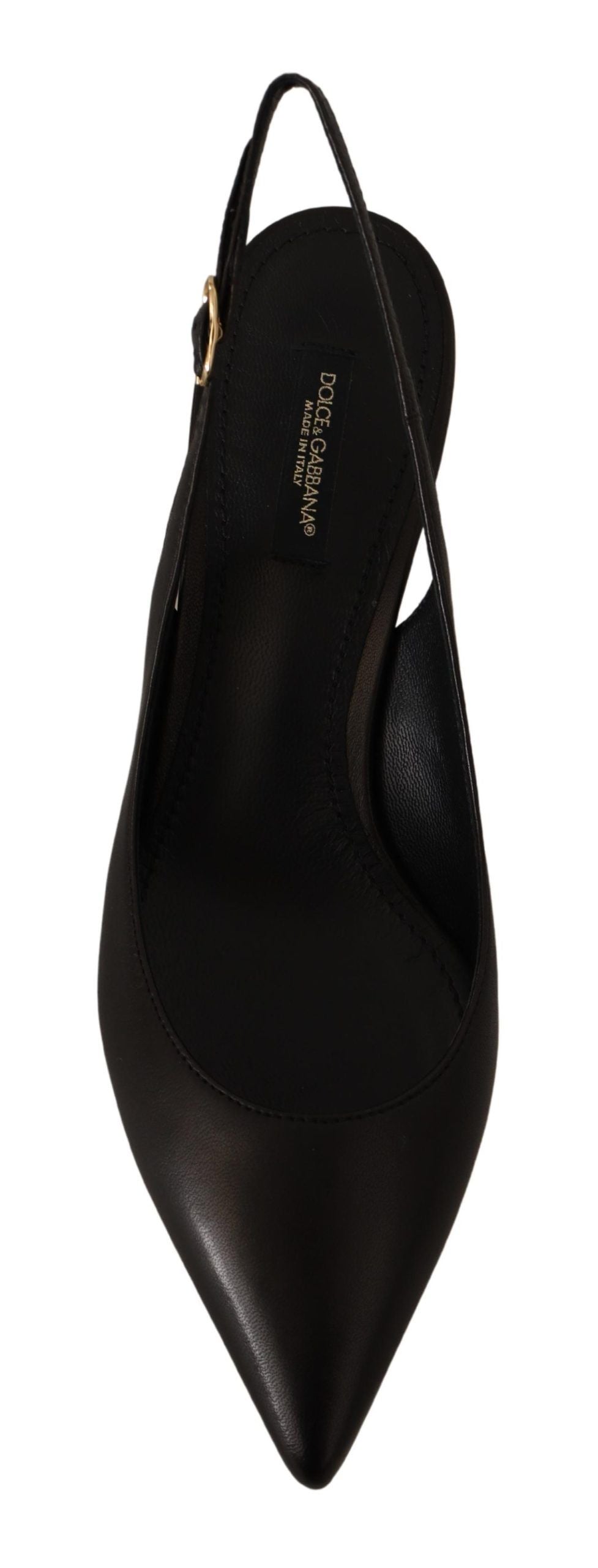 Dolce & Gabbana Black Leather Slingback Heels Pumps Shoes
