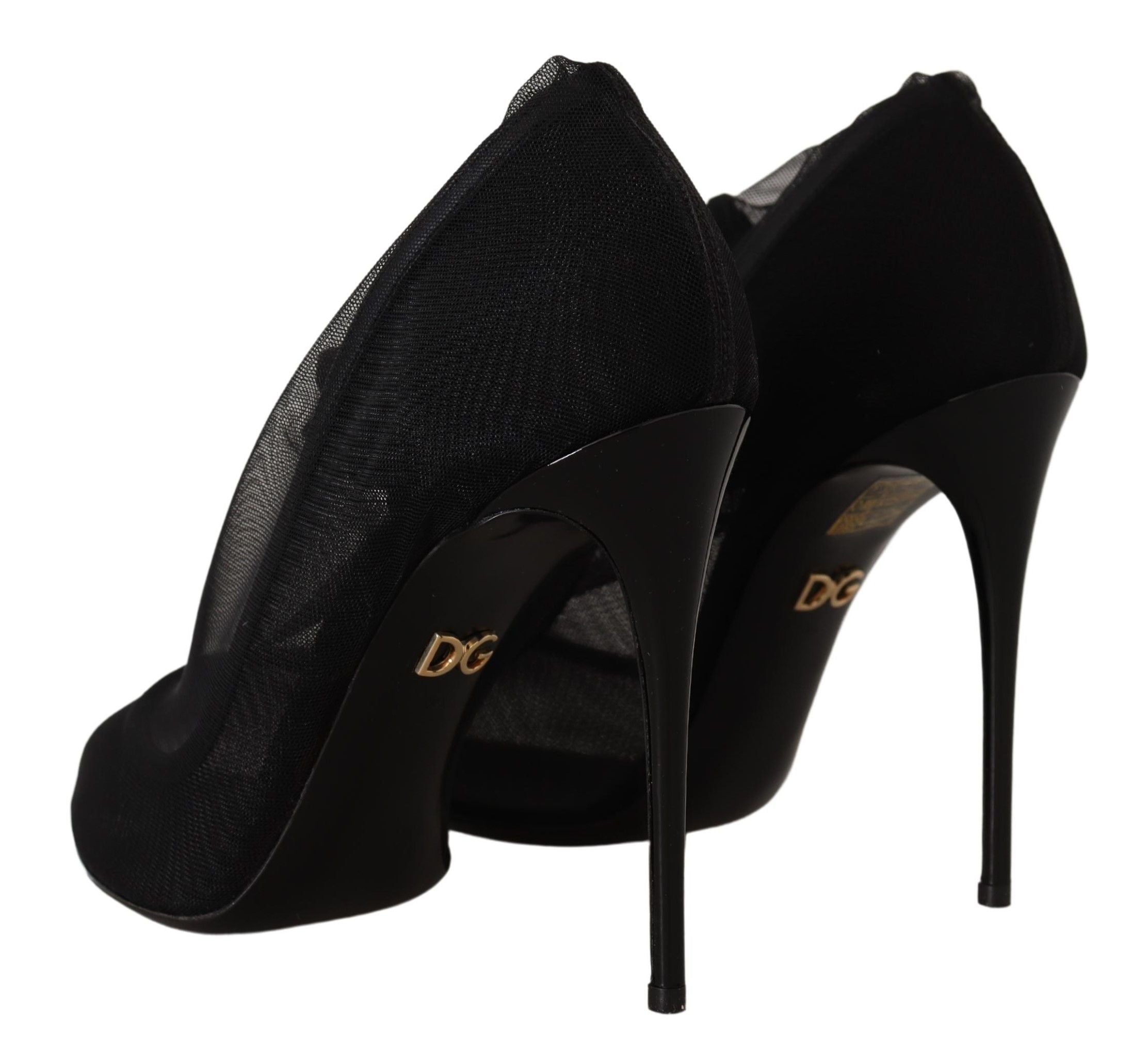 Dolce & Gabbana Schwarz Tüll Stretch Stiefel Pumps Schuhe