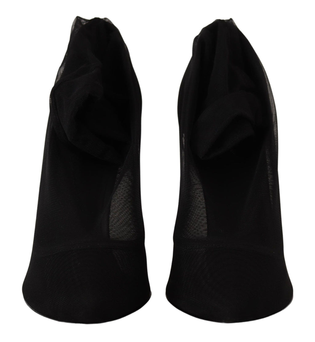 Dolce & Gabbana Schwarz Tüll Stretch Stiefel Pumps Schuhe