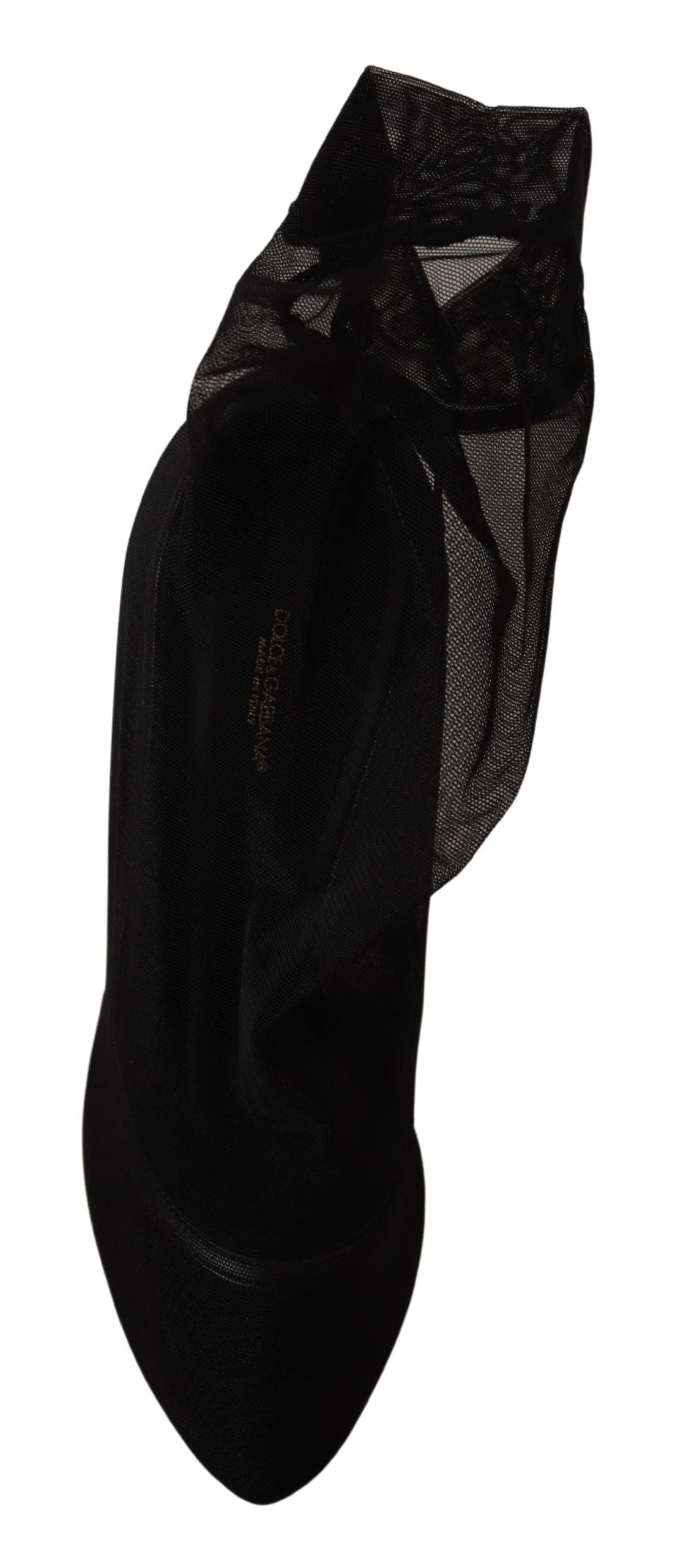 Dolce & Gabbana Black Stretch Tulle Stretch Boot Shoes