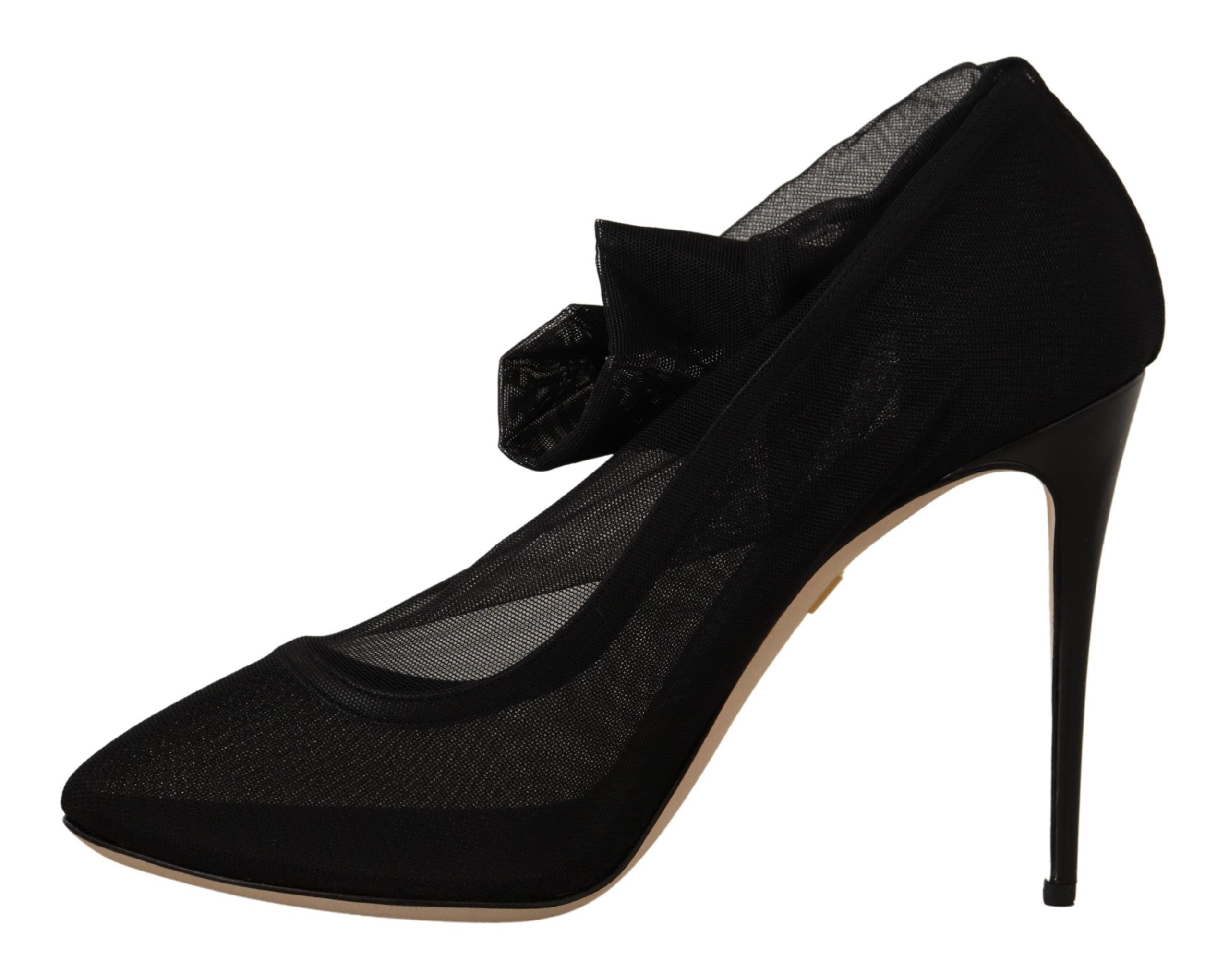 Dolce & Gabbana Black Stretch Tulle Stretch Boot Shoes