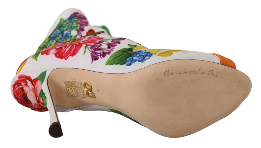 Dolce & Gabbana White Jersey Stretch Boots Open Toe Heels Shoes