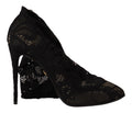 Dolce & Gabbana Black Stretch Sock Taormina Lace Boots Shoes
