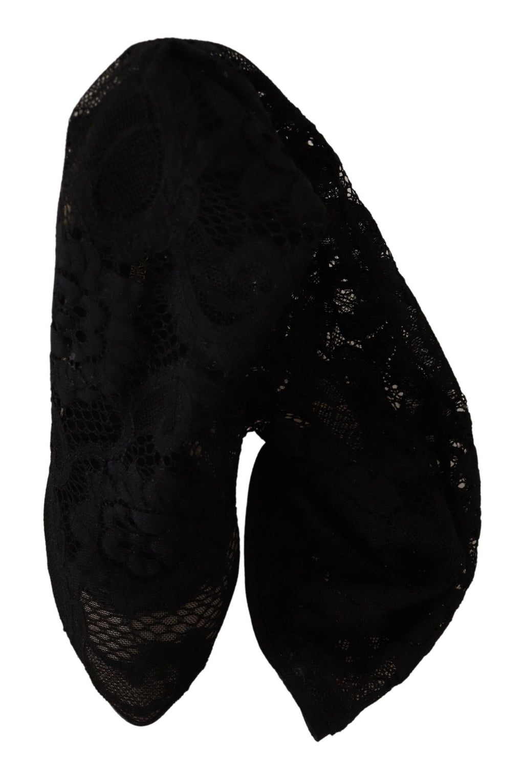 Dolce & Gabbana Black Stretch Sock Taormina Lace Boots Shoes