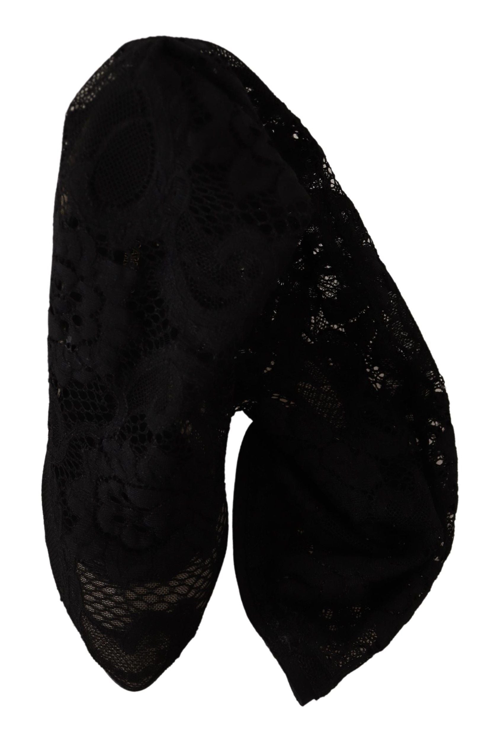 Dolce & Gabbana Black Stretch Sock Taormina Lace Boots Shoes
