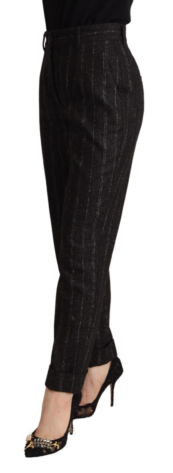 Dolce & Gabbana Schwarz gestreifte High Waist Tapered Pants