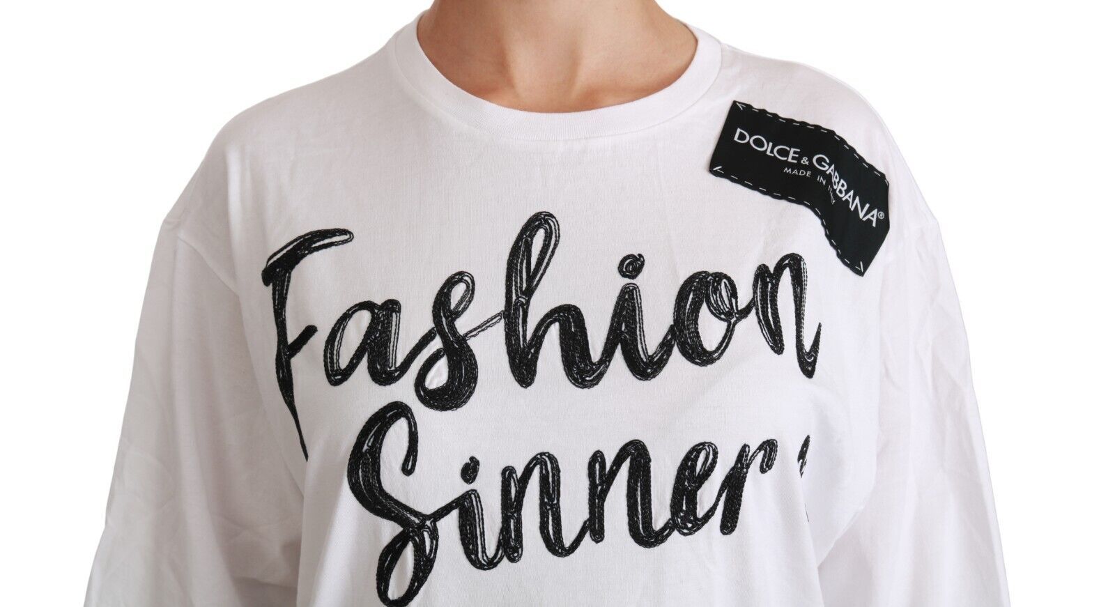 Dolce & Gabbana White Fashion Sinner Cotton Lace T-Shirt Top