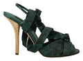 Dolce & Gabbana Green Python Strappy Sandals Heels Shoes