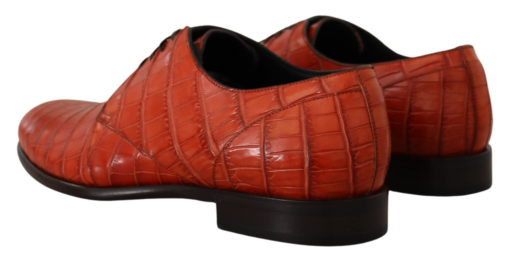 Dolce & Gabbana Orangefarbene Derby-Schuhe aus exotischem Leder