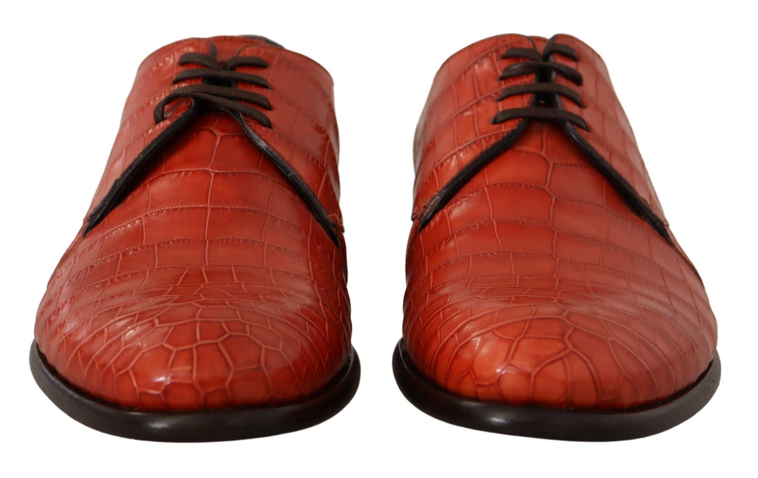 Dolce & Gabbana Orangefarbene Derby-Schuhe aus exotischem Leder