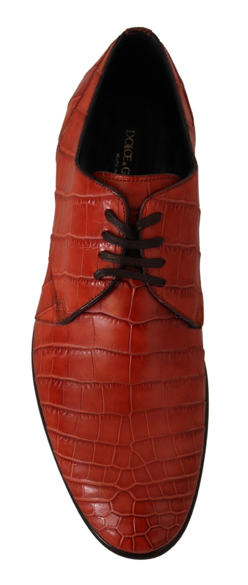 Dolce & Gabbana Orangefarbene Derby-Schuhe aus exotischem Leder