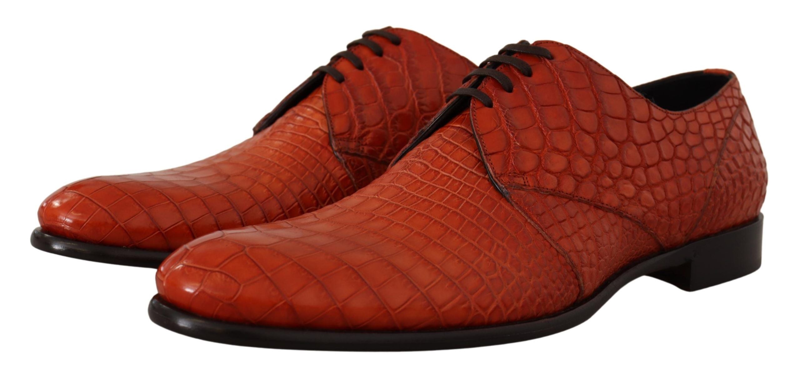 Dolce & Gabbana Orange Exotic Leather Derby Shoes