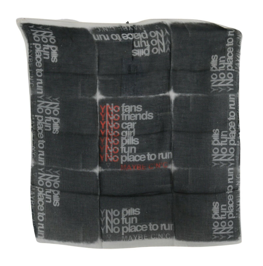 Costume National Dunkelgrauer Foulard-Schal aus Wolle mit Branding