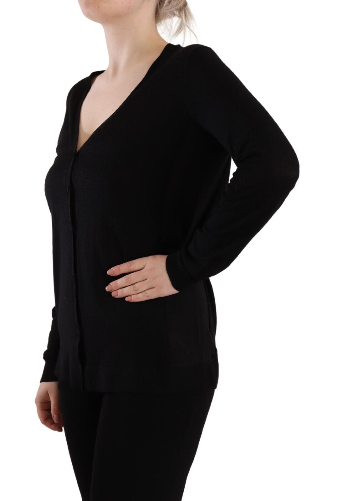 Dolce & Gabbana Black Wool V-Neck Long-Sleeved Sweater