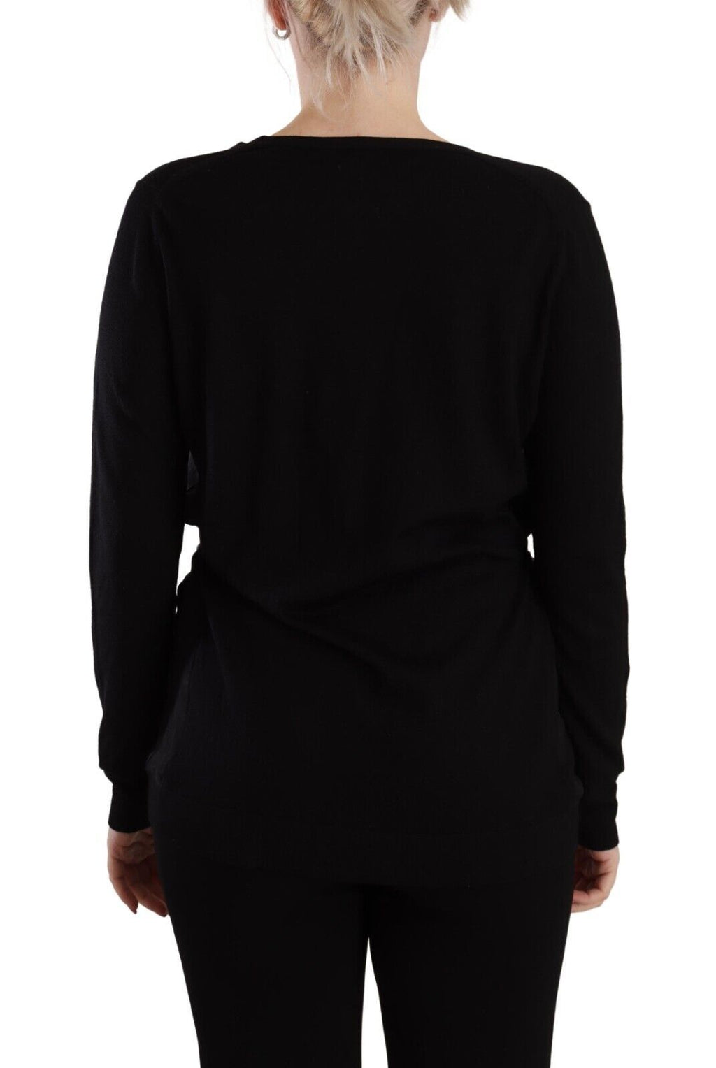 Dolce & Gabbana Black Wool V-Neck Long-Sleeved Sweater