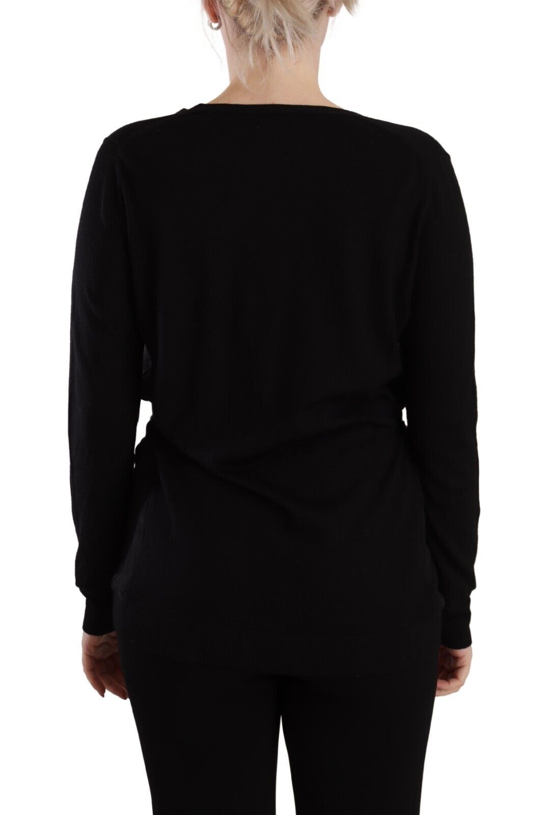 Dolce & Gabbana Black Wool V-Neck Long-Sleeved Sweater