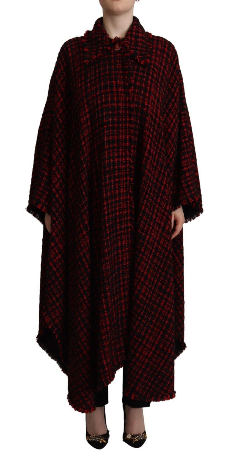 Dolce & Gabbana Black and Red Plaid Cotton Coat Jacket