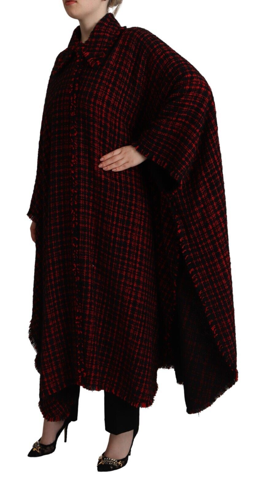 Dolce & Gabbana Black and Red Plaid Cotton Coat Jacket