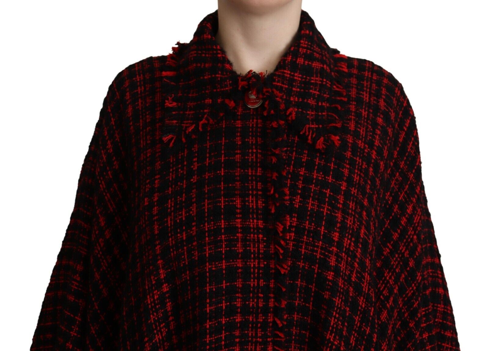 Dolce & Gabbana Black and Red Plaid Cotton Coat Jacket