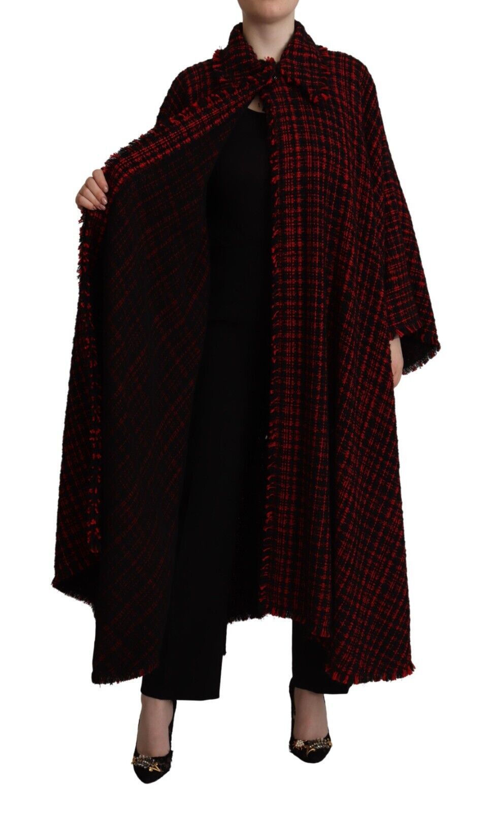 Dolce & Gabbana Black and Red Plaid Cotton Coat Jacket