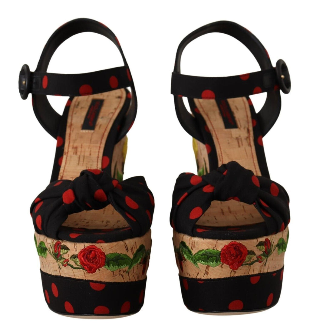 Dolce & Gabbana Multicolor Platform Wedge Sandals Charmeuse Shoes