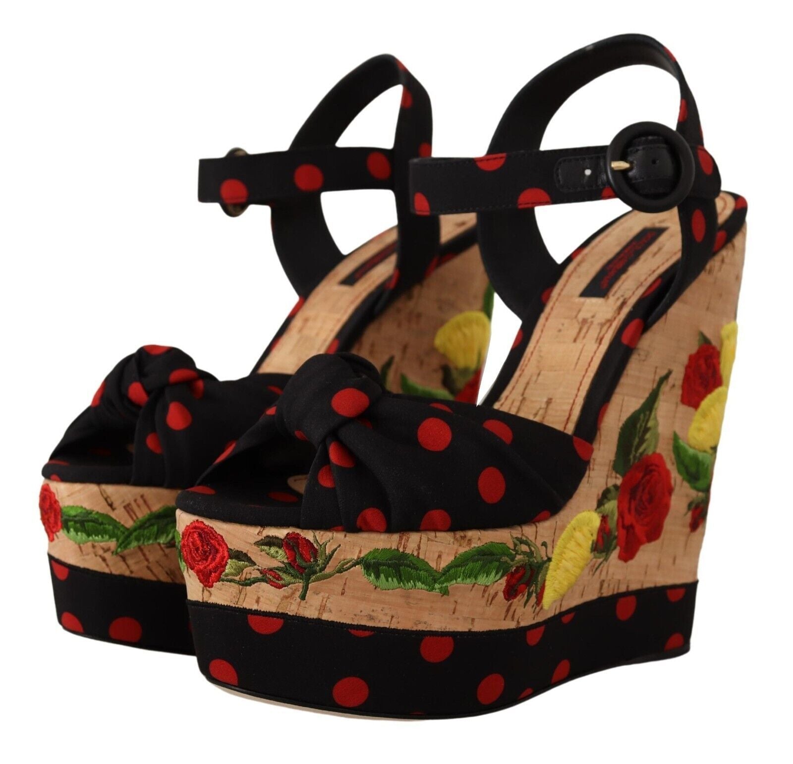 Dolce & Gabbana Multicolor Platform Wedge Sandals Charmeuse Shoes