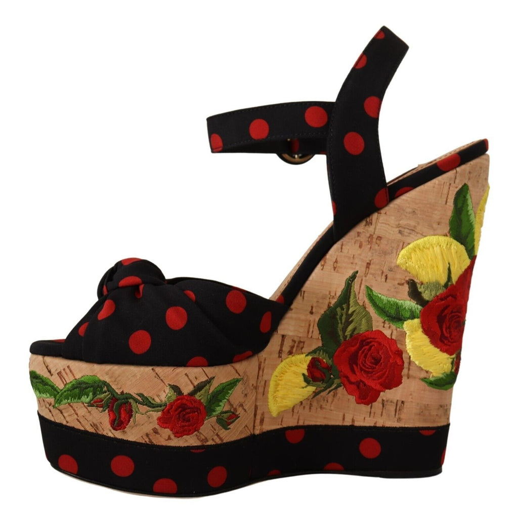 Dolce & Gabbana Multicolor Platform Wedge Sandals Charmeuse Shoes