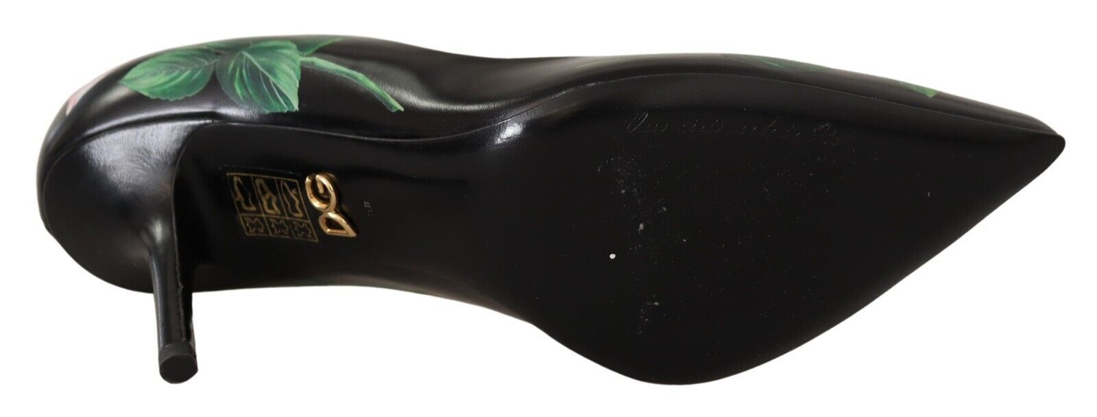 Dolce & Gabbana Black Leather Rose High Heel Pumps Shoes