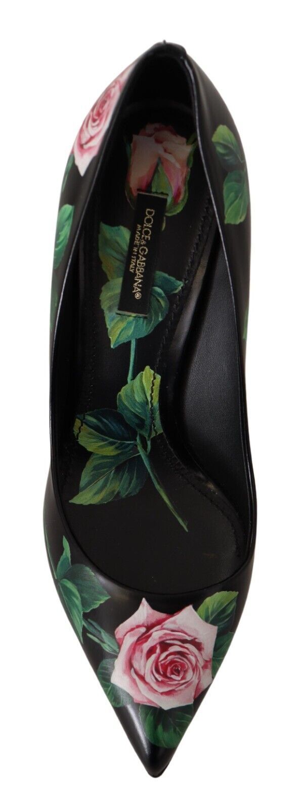 Dolce & Gabbana Black Leather Rose High Heel Pumps Shoes