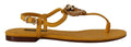 Dolce & Gabbana Mustard Leather Devotion Flat Sandals Shoes