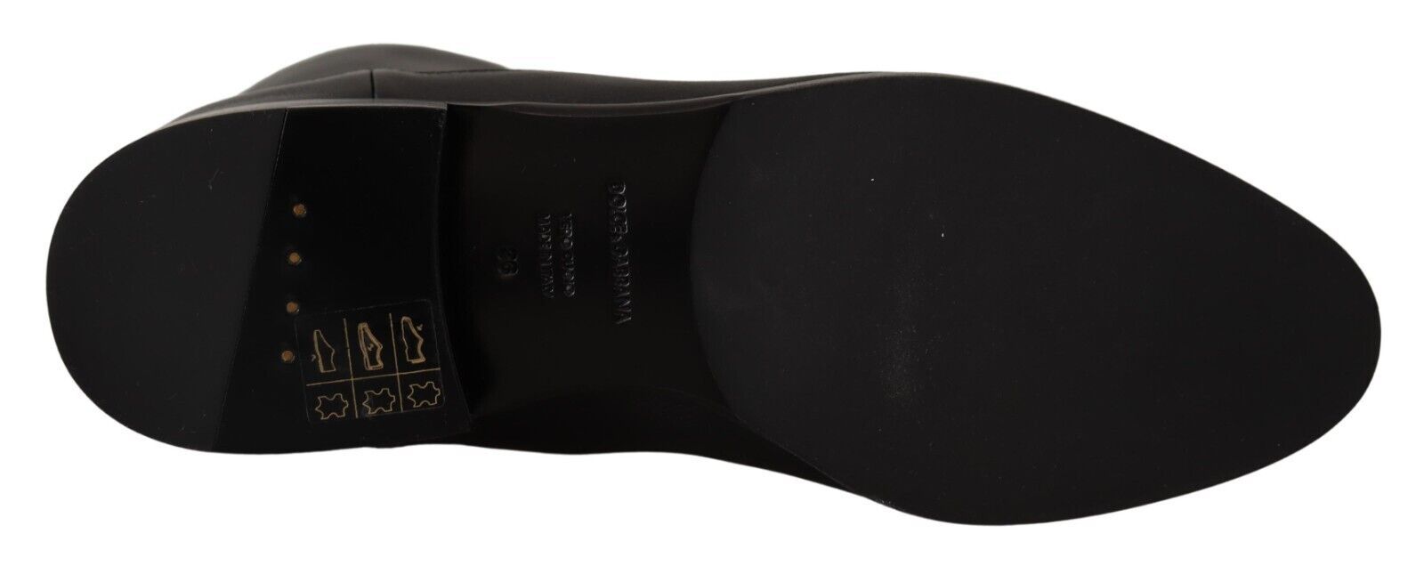 Dolce & Gabbana Schwarzes Leder Flats Logo Kurze Stiefel Schuhe