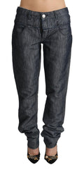 Acht Dunkelgraue Ramie Mid Wide Waist Straight Denim Jeans