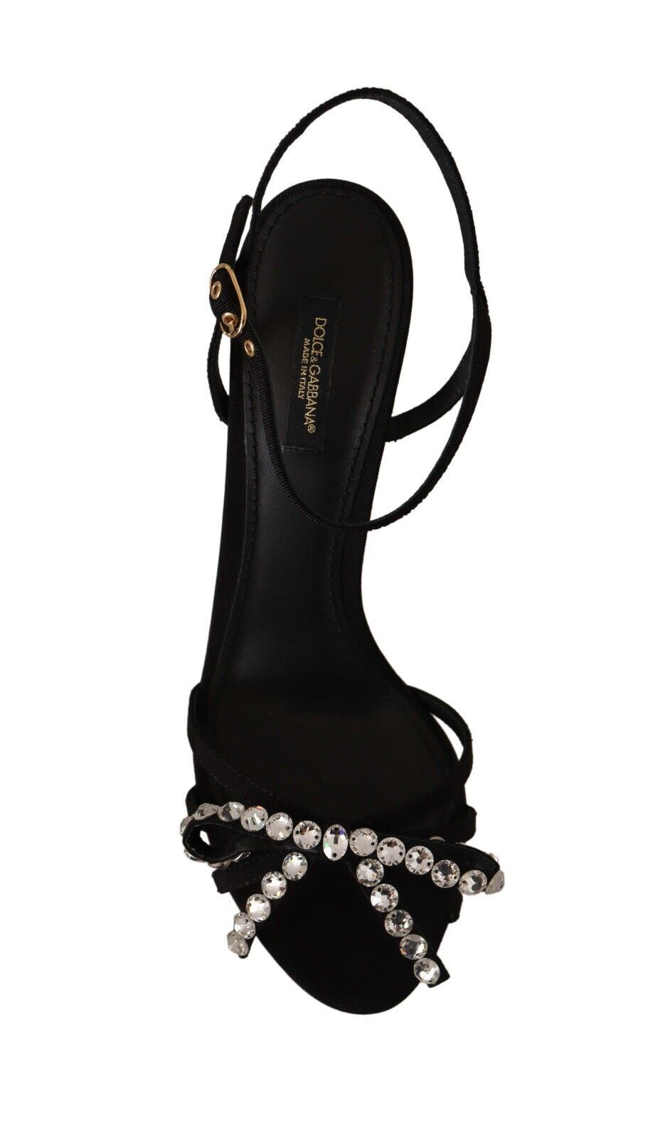 Dolce & Gabbana Black Crystal Ankle Strap Heels Sandals Shoes