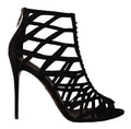 Dolce & Gabbana Schwarz Wildleder Stiletto Heels Bette Sandalen Schuhe