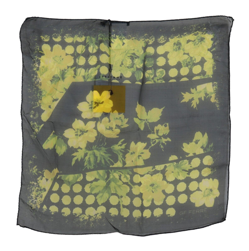 GF Ferre Black Yellow Floral Wrap Scarf Foulard Shawl