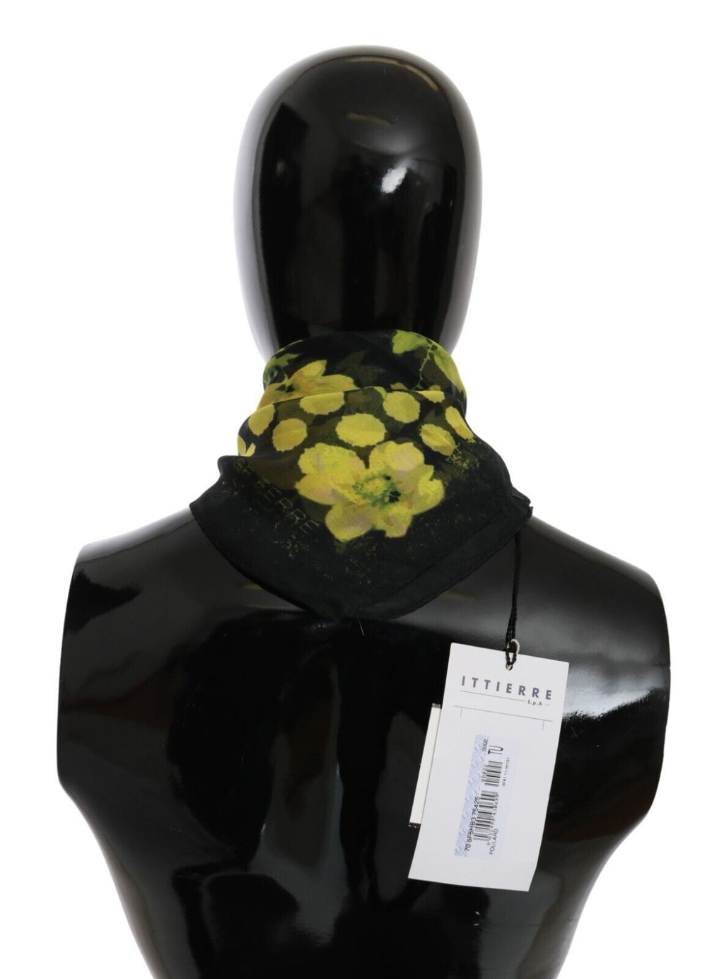 GF Ferre Black Yellow Floral Wrap Scarf Foulard Shawl