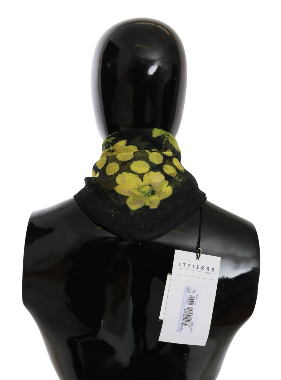 GF Ferre Black Yellow Floral Wrap Scarf Foulard Shawl