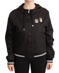 Dolce & Gabbana Schwarze Polyester Bomberjacke mit Kapuze und Reißverschluss