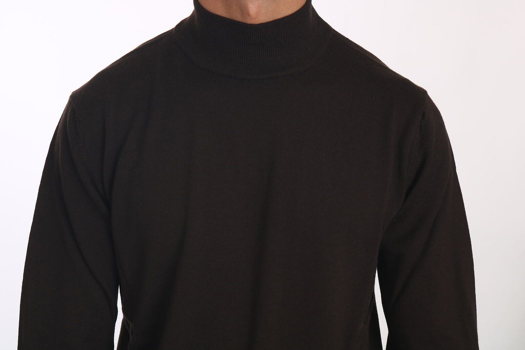 MILA SCHÖN Brauner Rollkragenpullover aus Wolle