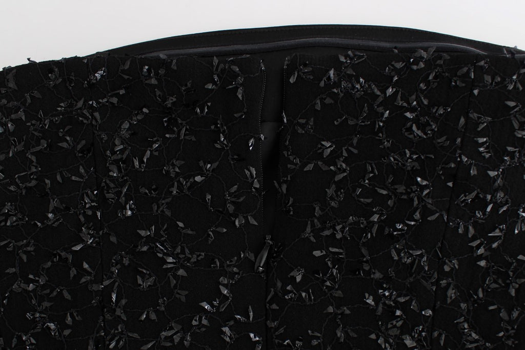 Masha Ma Schwarzes trägerloses verschönertes Bleistiftkleid