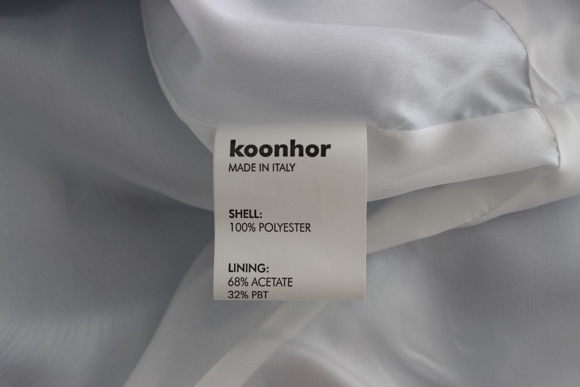Koonhor Blauer gerader Bleistiftrock mit Schößchen und Fresko-Print