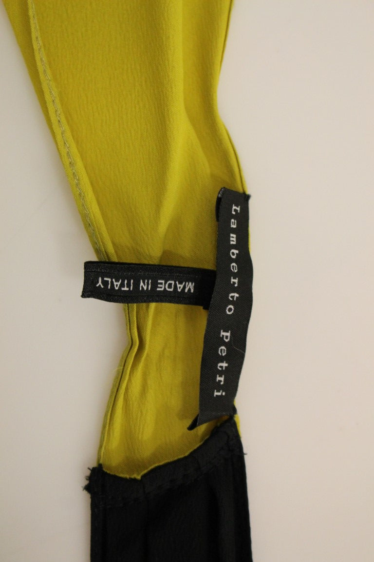 Lamberto Petri Black and Yellow Silk Sheath Dress in Sheath Dress Style