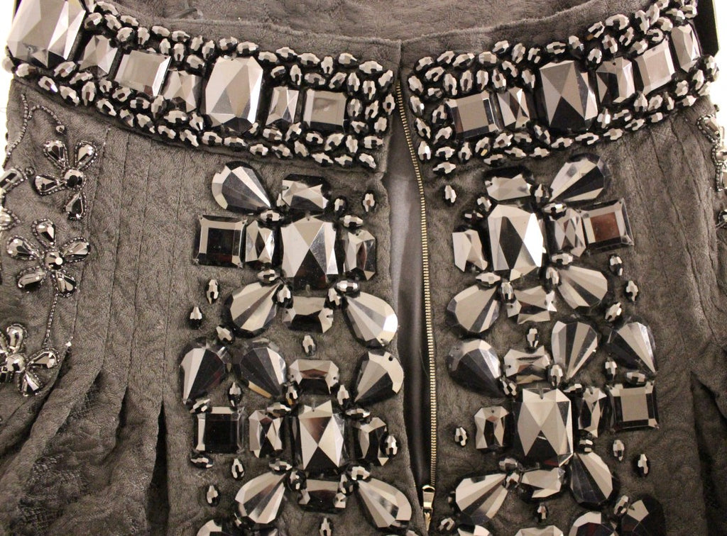 Dolce & Gabbana Schwarzer Kristall Handgefertigter Über-Knie-Rock