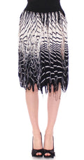 Alice Palmer White Black Asymmetrical Knit Skirt