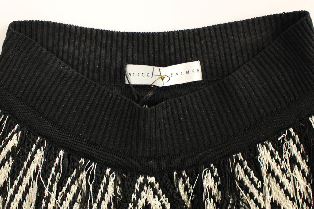 Alice Palmer White Black Asymmetrical Knit Skirt