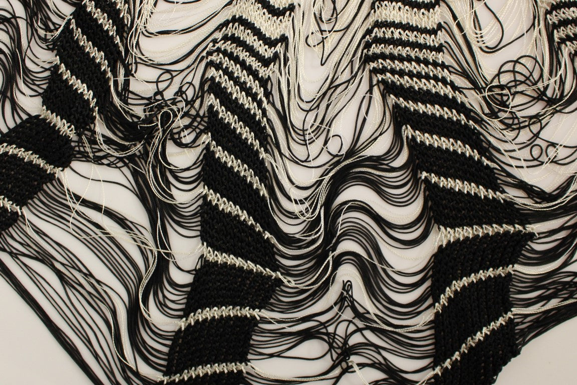 Alice Palmer White Black Asymmetrical Knit Skirt