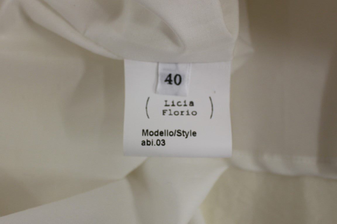 Licia Florio Weißes Neckholder-Teekleid in Knielänge