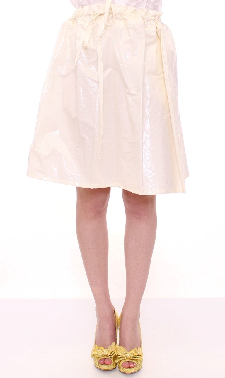 Licia Florio White Knee-Length Stretch Slip Dress