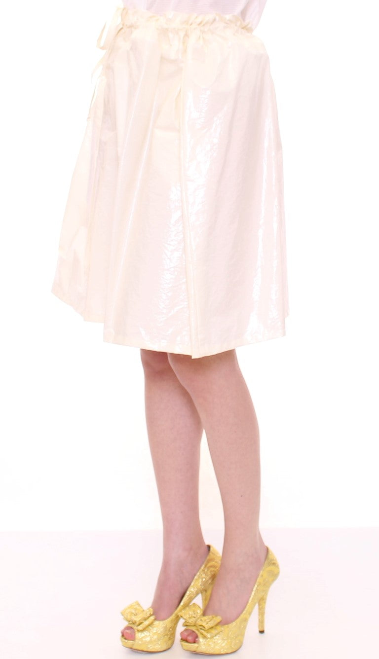 Licia Florio White Knee-Length Stretch Slip Dress