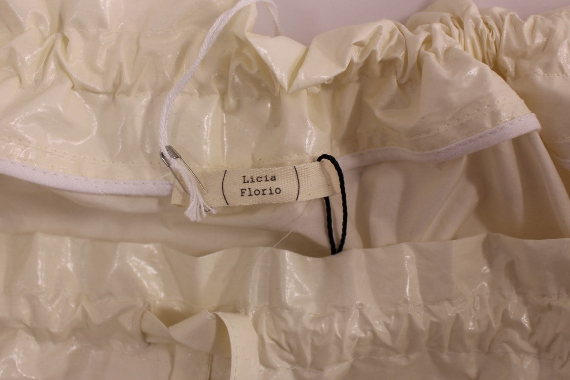 Licia Florio White Knee-Length Stretch Slip Dress